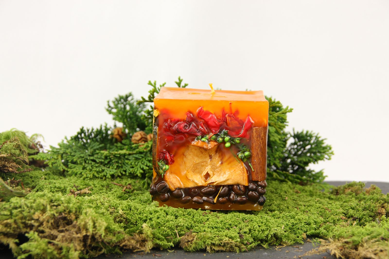 Früchtekerze  orange 7,5cm eckig