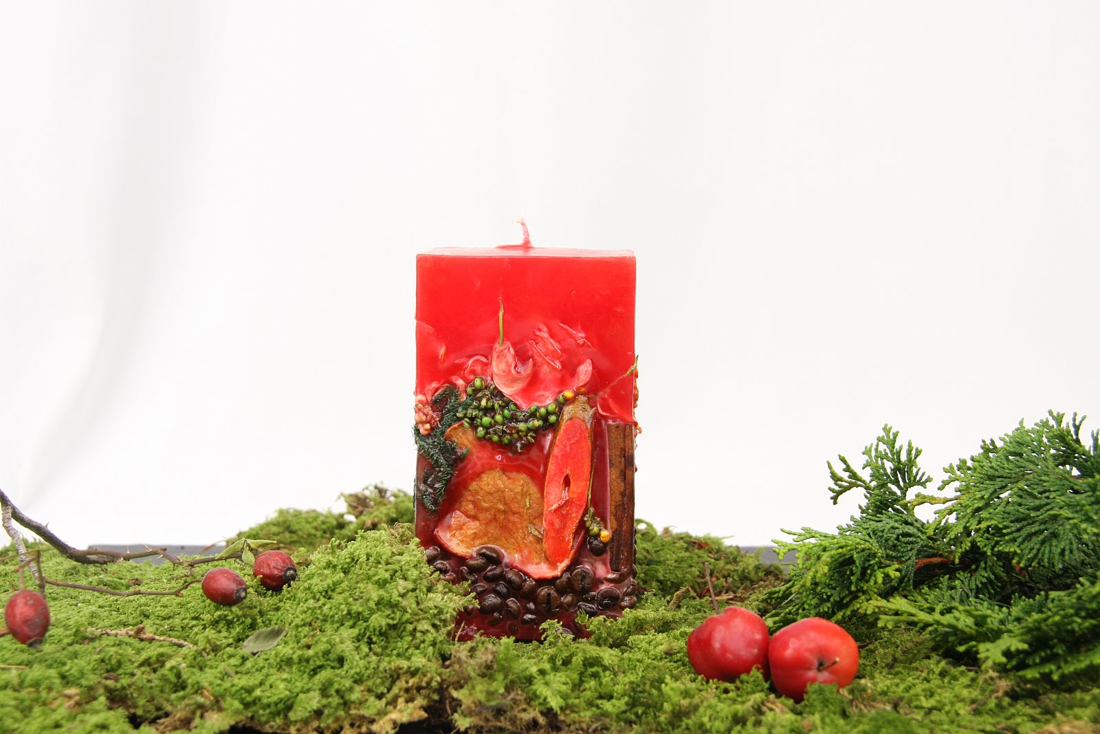 Früchtekerze rot 7cm eckig