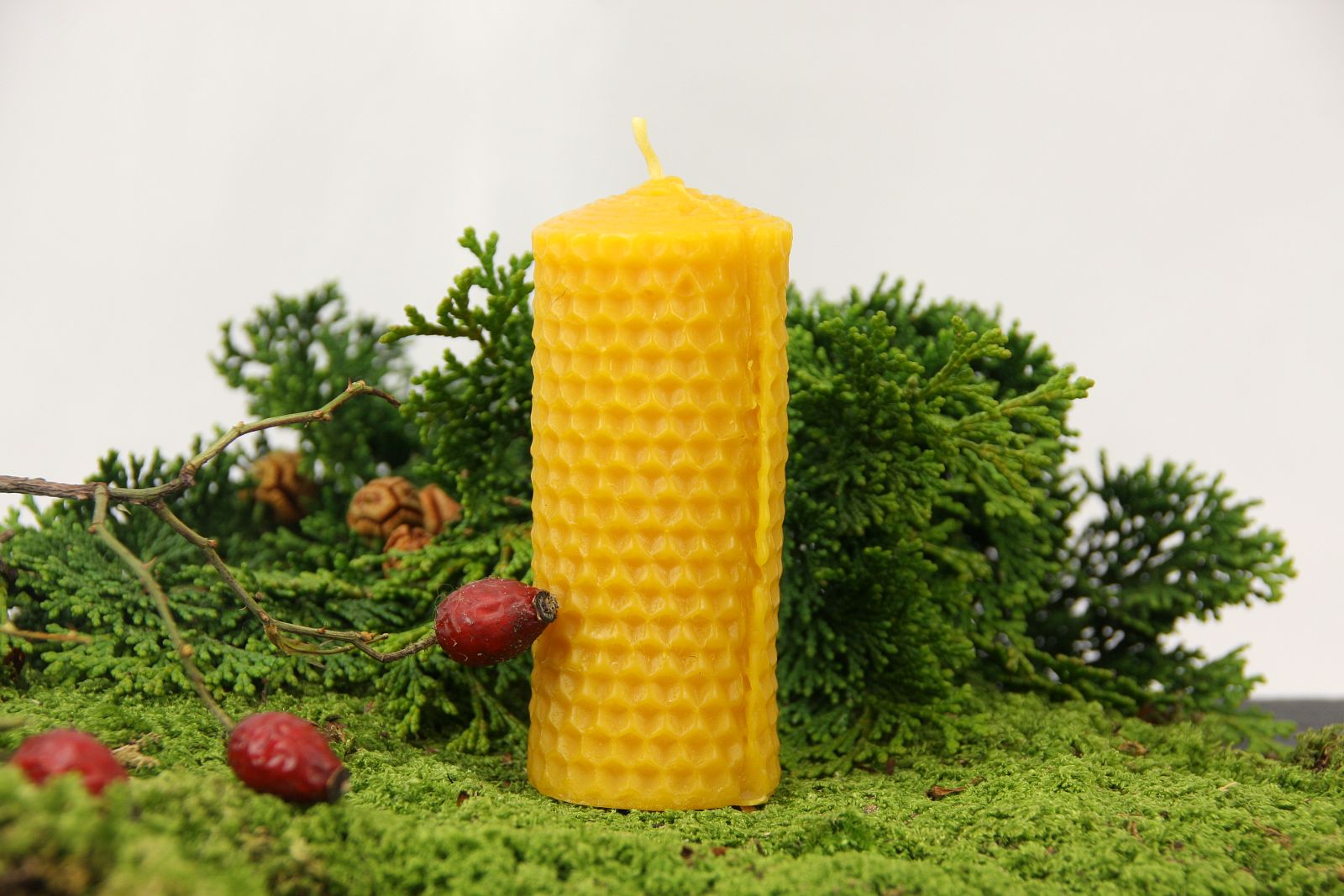Stumpen Ø 3,5cm geprägt, Bienenwachskerze