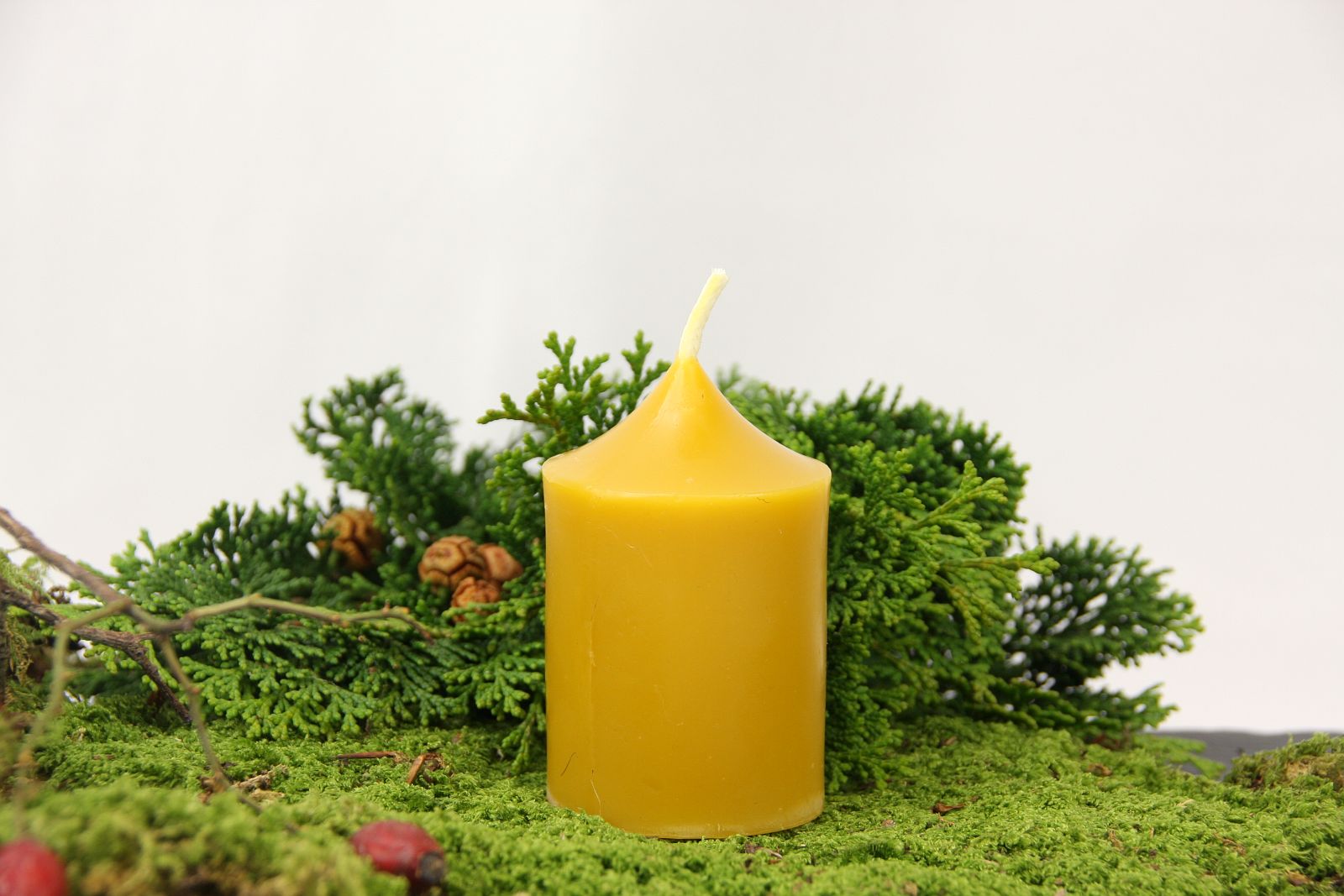 Stumpen Ø 6cm spitz, Bienenwachskerze