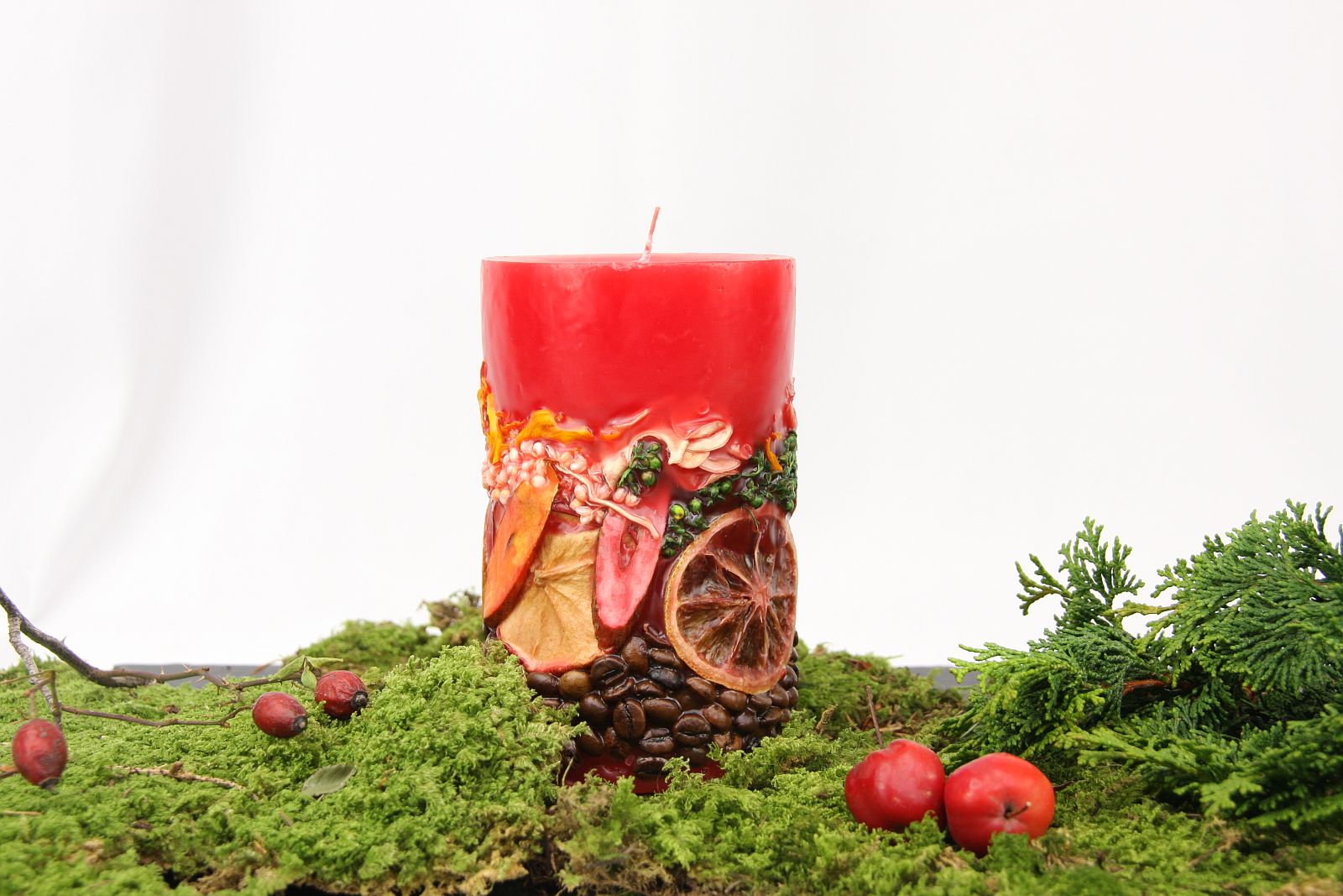 Früchtekerze rot Ø 9cm rund