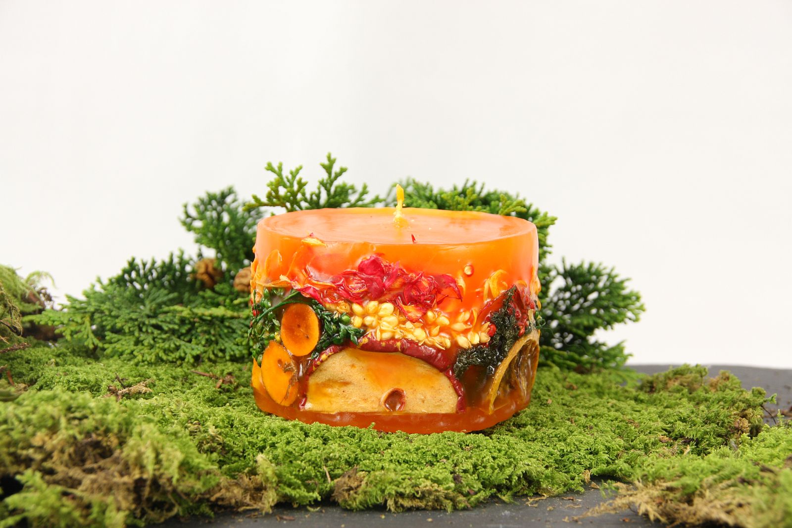 Früchtekerze orange Ø 9,5cm rund